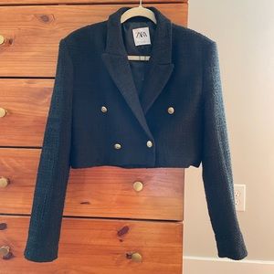 Zara Boucle Doublebreasted Cropped Blazer